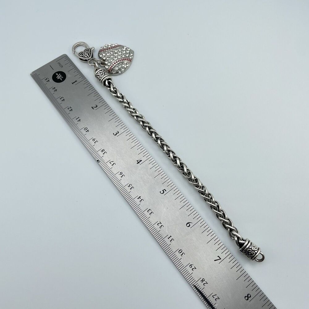 Fun Baseball Rhinestone Charm Rope Chain Bracelet Statement All American - Picture 5 of 5